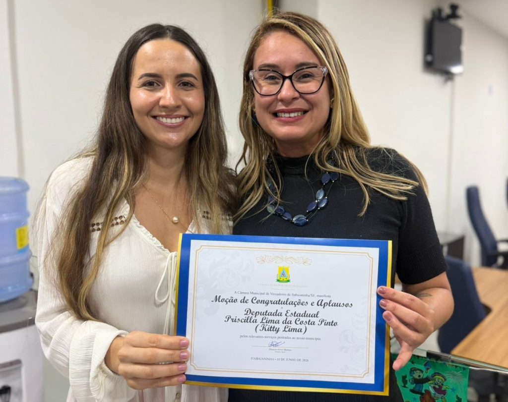 Kitty Lima recebe Moção de Aplauso da Câmara de Itabaianinha