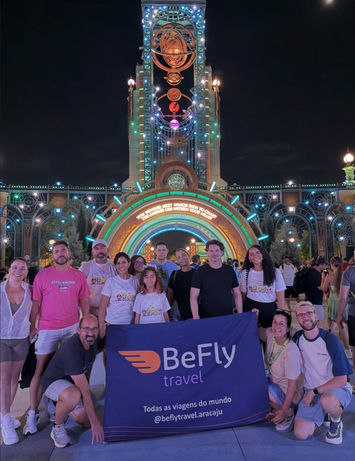 Grupo de viajantes da BeFly Travel Aracaju em Orlando